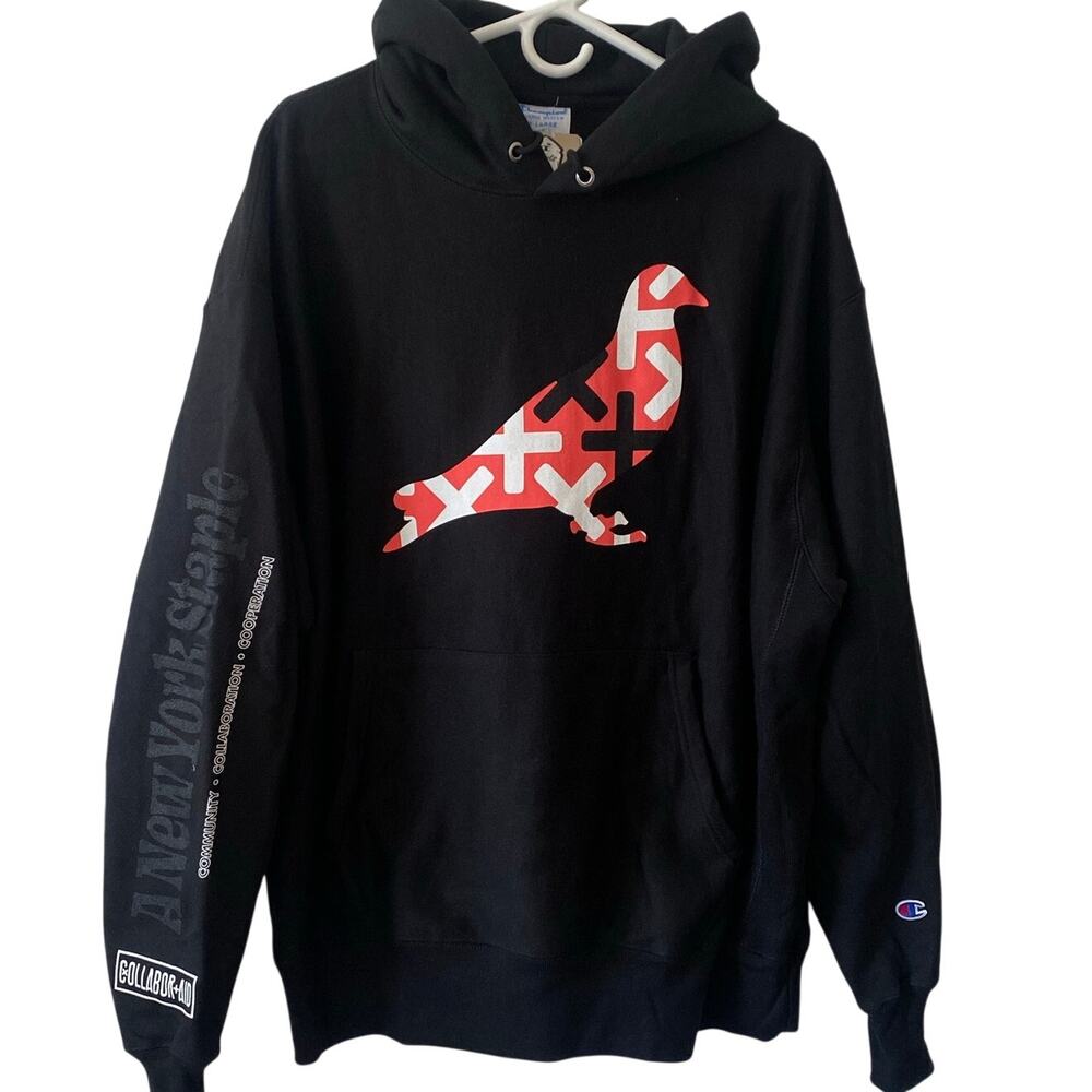 Champion xJeff Staple Collaboraid Pigeon ReverseWeave Black Hoodie 2XL Deadstock